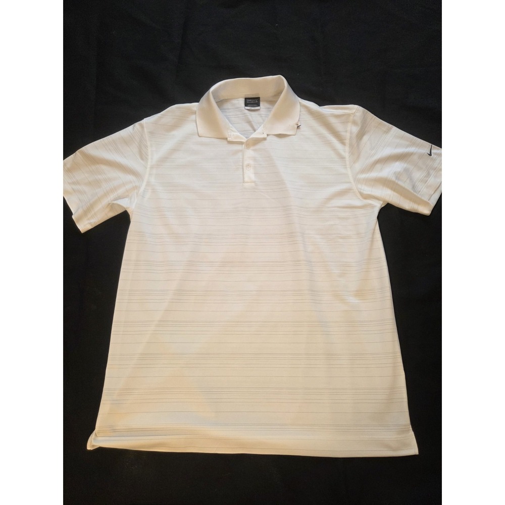 Nike Golf Dri-FIT Polo Shirt Men's XL White Striped Short Sleeve Performance...